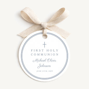 Dusty Blue Thank You Boy First Holy Communion Favour Tags