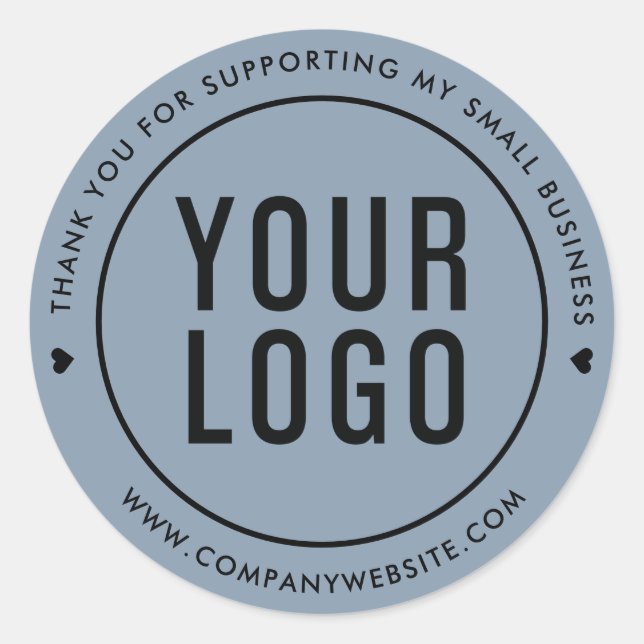 Dusty Blue Thank You For Supporting Small Business Classic Round Sticker (Front)