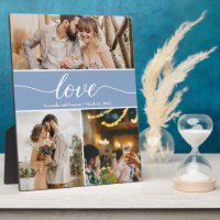 Dusty Blue Thankful Wedding Photo Collage