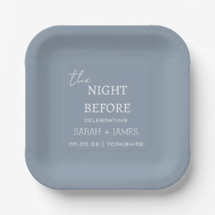 Dusty Blue the Night Before Elegant Wedding  Paper Plate