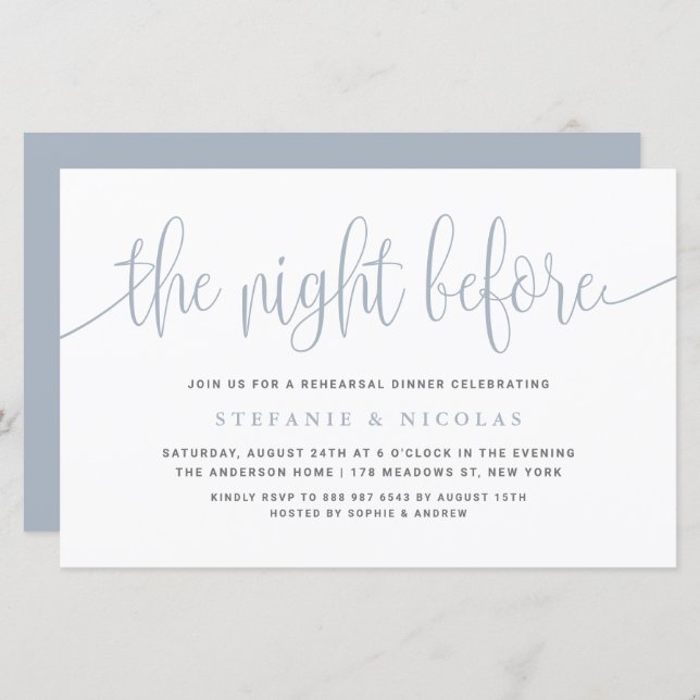 Dusty Blue The Night Before Rehearsal Dinner (Front/Back)