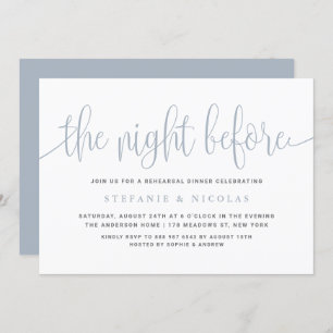 Dusty Blue The Night Before Rehearsal Dinner Invitation