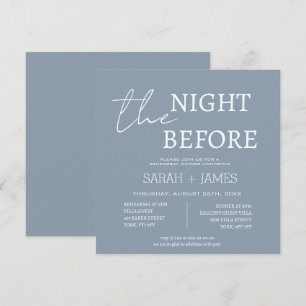 Dusty Blue the Night Before Rehearsal Dinner  Invitation