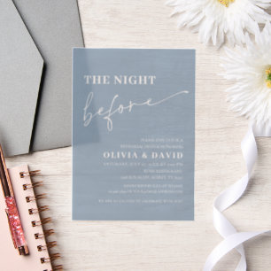 Dusty Blue The Night Before Rehearsal Dinner Vellum Invitations