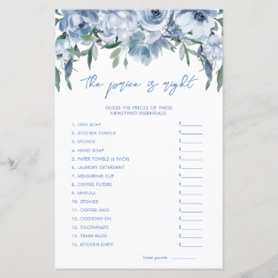 Dusty Blue The Price Is Right Bridal Shower Game