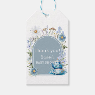 Dusty Blue Time For Tea Boho Garden Baby Shower  Gift Tags