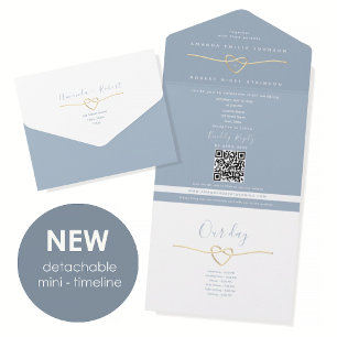 Dusty Blue Timeline All In One Wedding Invitation