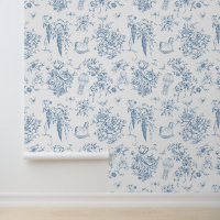 Dusty Blue Toile Floral Teddy Bear Elegant Classic
