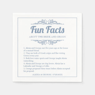 Dusty blue typography Fun Facts vintage wedding   Napkin