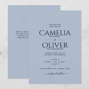 Dusty Blue Typography Only Wedding Invitation