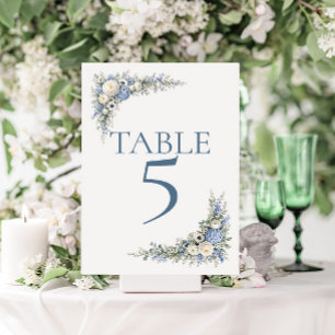 Dusty Blue Villa Romance Table Number Card