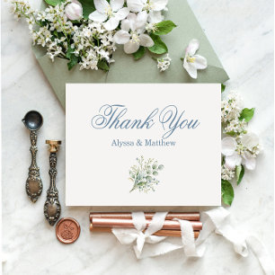 Dusty Blue Villa Romance Thank you Card