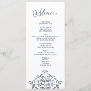 Dusty Blue Vintage Calligraphy Elegant Dinner Menu