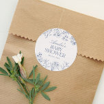 Dusty Blue Vintage Chinoiserie Baby Shower Classic Round Sticker<br><div class="desc">Say thank you to friends and family for attending your baby shower with these vintage blue chinoiserie themed stickers</div>