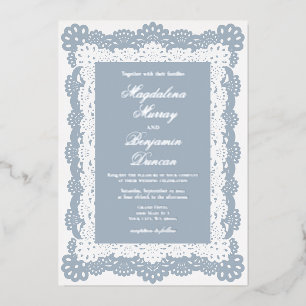 Dusty Blue Vintage Elegant Victorian Lace Wedding
