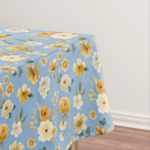 Dusty Blue Vintage Floral Baby Shower Tablecloth