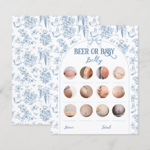 Dusty Blue Vintage Floral Beer or Baby Belly Game