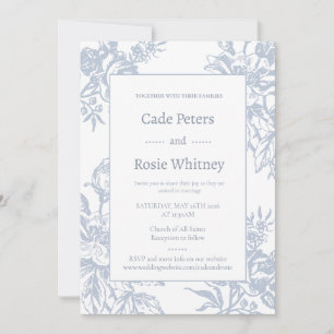Dusty Blue Vintage Floral Wedding Invitation