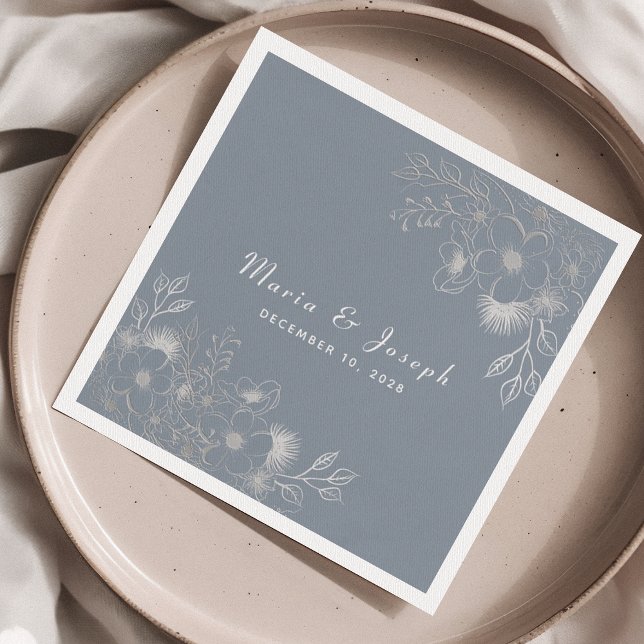 Dusty Blue Vintage Floral Wedding Napkins (Creator Uploaded)