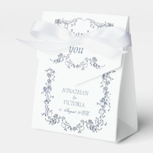 Dusty Blue Vintage Floral Wedding Tent Favour Boxe Favor Box