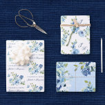 Dusty Blue Vintage Floral Wedding Wrapping Paper Sheet<br><div class="desc">These elegant wrapping paper sheets feature beautiful watercolor flowers in dusty blue and navy and have a chic, vintage look. Customize them with your own text and the names and monograms of the bride and groom. Created as part of my stylish Juliette collection. Be sure to browse the other items...</div>