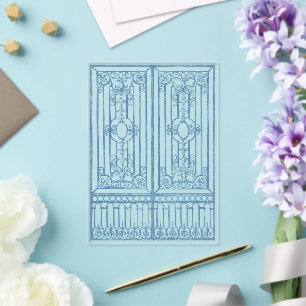 Dusty Blue Vintage Gate Illustration Wedding Acrylic Invitations