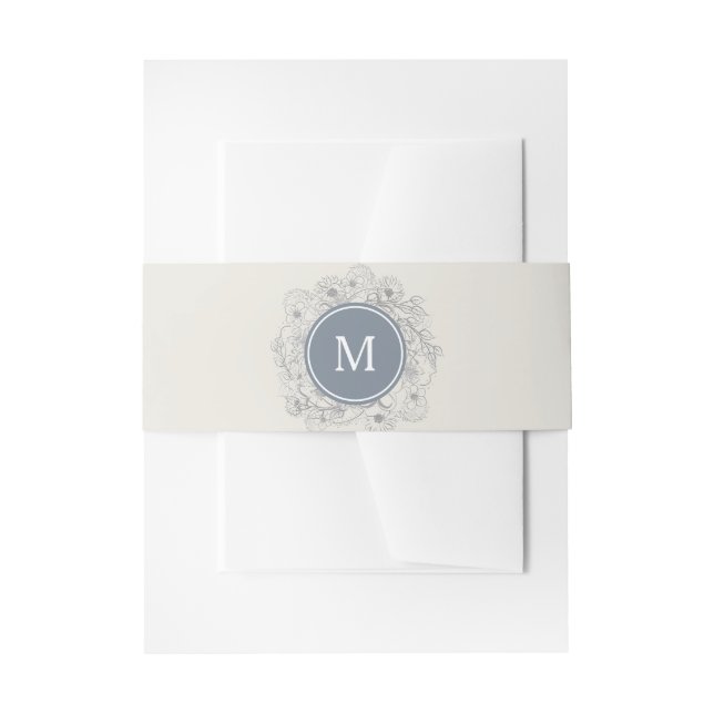 Dusty Blue Vintage Monogram Belly Band Invitation Belly Band (Front Example)