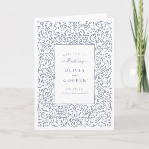Dusty Blue Vintage Ornate Frame Classic Wedding  Program