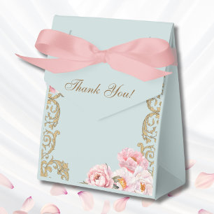 Dusty Blue Vintage Peony Christian Bridal Shower Favor Box