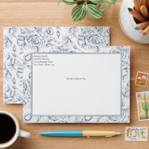 Dusty blue vintage roses personalized  envelope