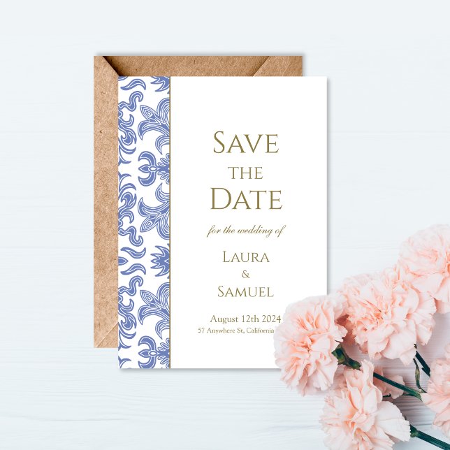 Dusty Blue Vintage Style Save the Date Card (Creator Uploaded)