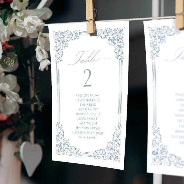 Dusty Blue Vintage Table Number Seating Chart (Dusty Blue Vintage Table Number Seating Chart)