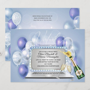 Dusty Blue Virtual Engagement Celebration Laptop Invitation