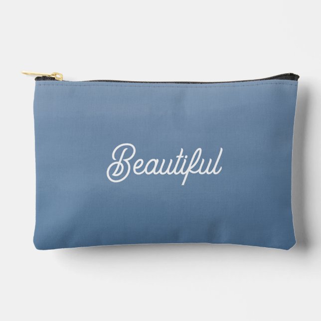 Dusty Blue Watercolor Accessory Pouch (Front)