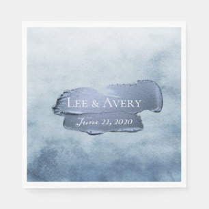 Dusty Blue Watercolor and Acrylic Napkin