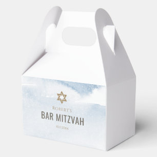 Dusty Blue Watercolor Bar Mitzvah Favor Box