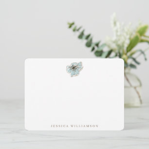 Dusty Blue Watercolor Botanical Name Minimalist Card
