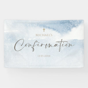 Dusty Blue Watercolor Boy Confirmation Banner