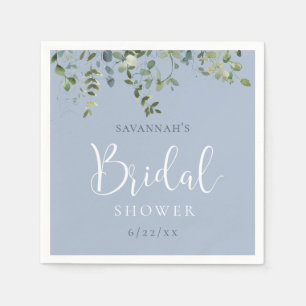 Dusty Blue Watercolor Bridal Shower Napkin