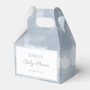 Dusty Blue Watercolor Brush Strokes Baby Shower Favor Box