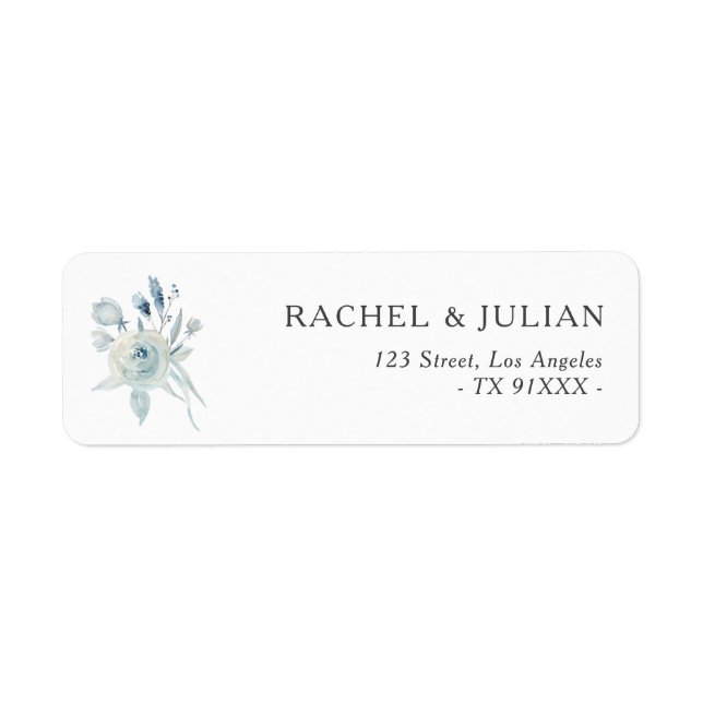 dusty blue watercolor floral address (Front)