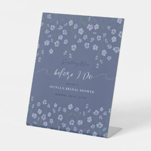 Dusty Blue Watercolor floral Bridal Shower Pedestal Sign