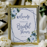 Dusty Blue Watercolor Floral Bridal Shower Welcome Poster<br><div class="desc">A lovely dusty blue floral, geometric welcome sign for a bridal shower. Easy to personalize with your details. Please get in touch with me via chat if you have questions about the artwork or need customization. PLEASE NOTE: For assistance on orders, shipping, product information, etc., contact Zazzle Customer Care directly...</div>