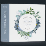 Dusty Blue Watercolor Floral Circle Wedding Album Binder<br><div class="desc">A lovely rustic wedding planning binder featuring text in a white circle surrounded by a dusty blue watercolor floral bouquet. The spine is a matching shade of dusty blue with white text.</div>