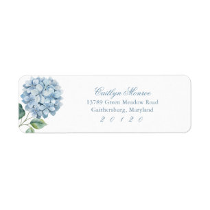 Dusty Blue Watercolor Floral Crest Return Address