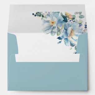 dusty blue watercolor floral envelope