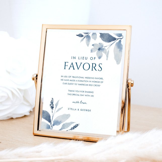 Dusty Blue Watercolor Floral Wedding Donation Sign (Creator Uploaded)