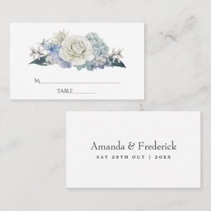 Dusty Blue Watercolor floral Wedding Place Card