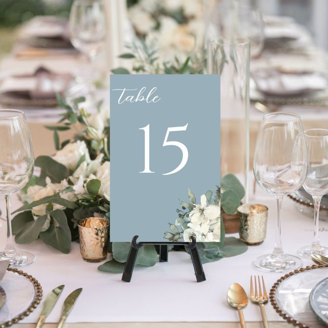 Dusty Blue Watercolor Floral Wedding Table Number (Creator Uploaded)