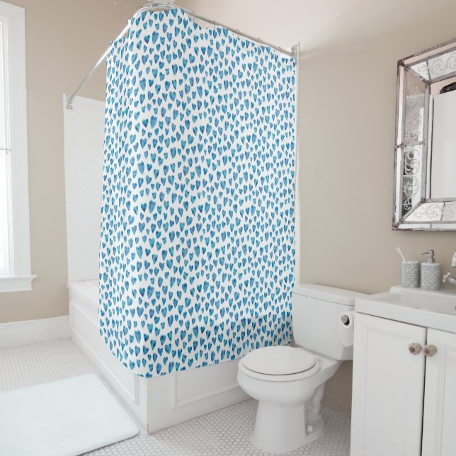 Dusty Blue Watercolor Heart Pattern (In Situ)